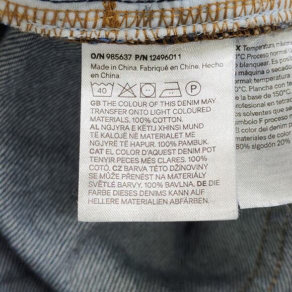 H&M Jeans Womens 10 Blue Dark Wash Straight-Cut Foldover-Cuff High Rise Cotton - Picture 4 of 10